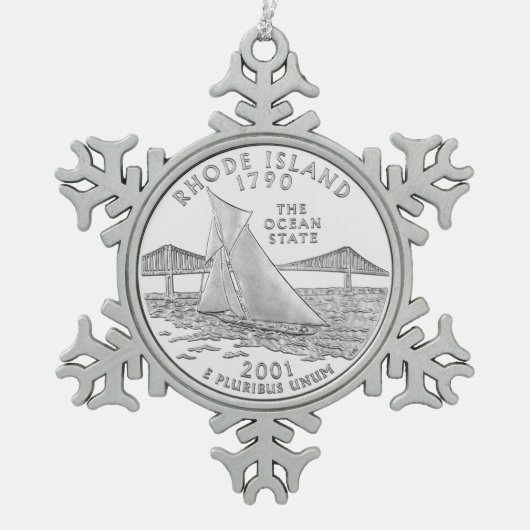 Rhode Island State Quarter Tin Sneeuwvlok Ornament (Voorkant)