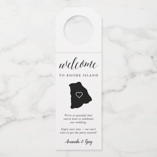 Rhode Island State Wedding Welkom Flessenhanger (Voorkant)