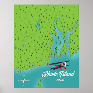 Rhode Island USA kaart Poster