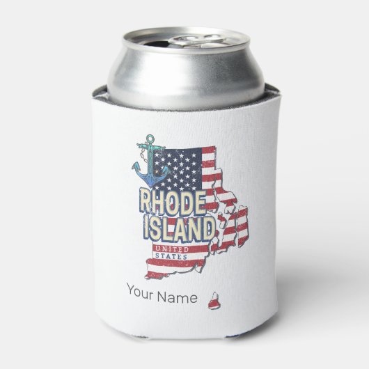 Rhode Island Verenigde Staten Retro State Kaart  Blikjeskoeler (Blikje Voorkant)