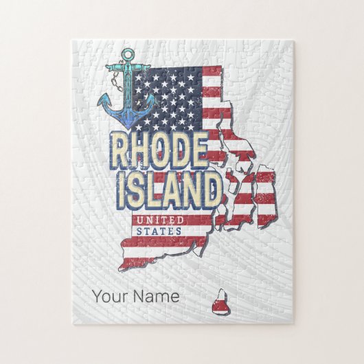 Rhode Island Verenigde Staten Retro State Kaart  Legpuzzel (Verticaal)