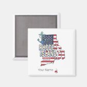 Rhode Island Verenigde Staten Retro State Kaart Magneet (Voorkant / Achterkant)