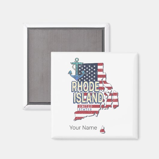 Rhode Island Verenigde Staten Retro State Kaart Magneet (Voorkant / Achterkant)