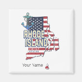 Rhode Island Verenigde Staten Retro State Kaart Magneet (Voorkant)