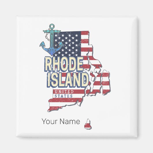Rhode Island Verenigde Staten Retro State Kaart Magneet (Voorkant)