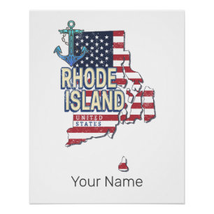 Rhode Island Verenigde Staten Retro State Kaart Perfect Poster