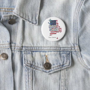 Rhode Island Verenigde Staten Retro State Kaart Ronde Button 5,7 Cm
