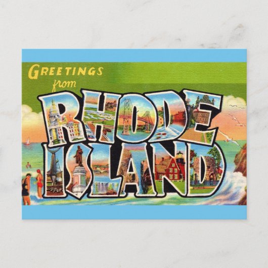 Rhode Island Vintage Groeten Ansichtkaart Briefkaart (Voorkant)