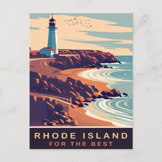 Rhode Island, Vuurtoren aan de Kust, Reizen Briefkaart (Voorkant)