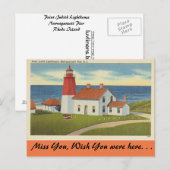 Rhode Island, vuurtoren van Point Judith Briefkaart (Voorkant / Achterkant)