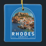 Rhodes Grèce Illustration Voyage Art Vintage<br><div class="desc">Rhodes conception de déplacement vectoriel rétro. Rhodes,  la plus grande des îles du Dodécanèse de Grèce,  est connue pour ses stations balnéaires et ses ruines antiques.</div>