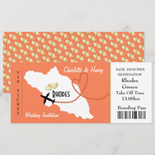 Rhodes Greek Wedding Destination Ticket Style Kaart