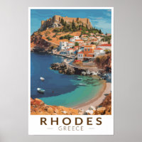 Rhodes Griekenland Illustratie Reis Kunst Vintage