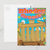 Rhodes Griekenland Reisposter. Briefkaart (Voorkant / Achterkant)