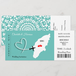 Rhodes Wedding Destination Ticket Boarding Pass In Kaart
