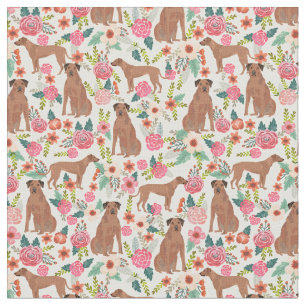rhodesiaanse ridgeback dog florals crème stof