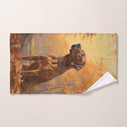 Rhodesian Ridgeback à l'automne Feuilles automne I (Serviette à main)