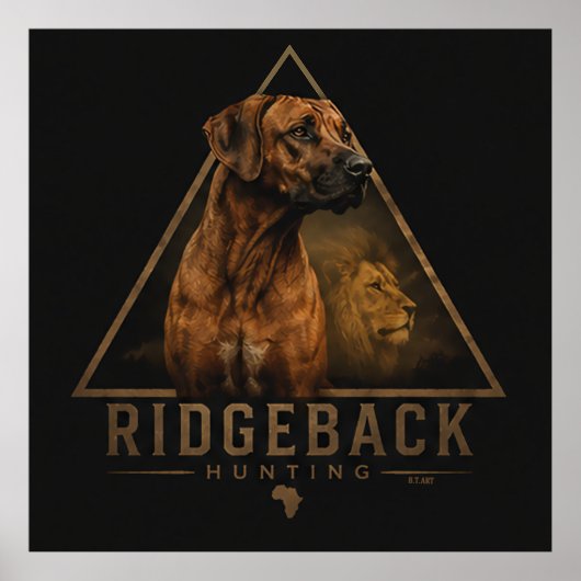 Rhodesian Ridgeback avec Lion    Affiche (Devant)