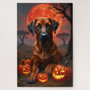 Rhodesian Ridgeback Blood Moon Halloween Portret  Legpuzzel
