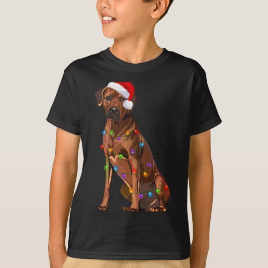 Rhodesian Ridgeback Christmas Lights Xmas Dog Love T-shirt (Voorkant)