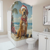 Rhodesian Ridgeback Dog Christmas  Beach Douchegordijn (In situ)