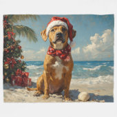 Rhodesian Ridgeback Dog Christmas  Beach Fleece Deken (Voorkant (Horizontaal))