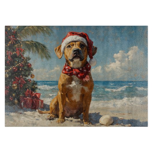Rhodesian Ridgeback Dog Christmas  Beach Snijplank (Voorkant)
