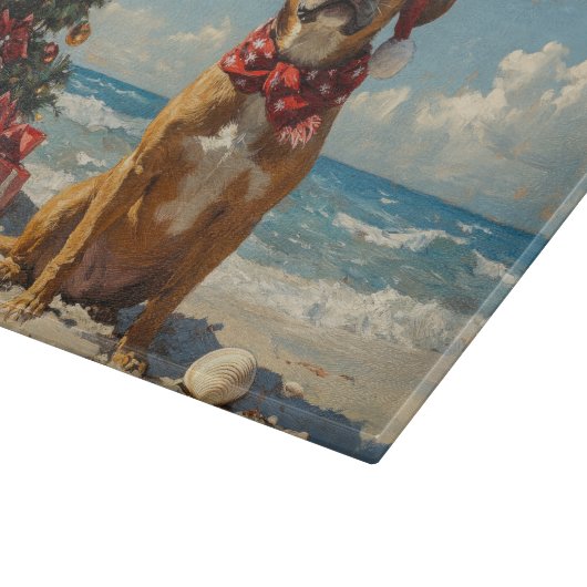 Rhodesian Ridgeback Dog Christmas Beach Snijplank (Hoek)