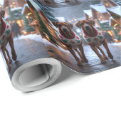 Rhodesian Ridgeback Dogs Christmas Snow Holiday Cadeaupapier (Rol Hoek)