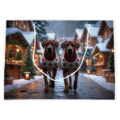 Rhodesian Ridgeback Dogs Christmas Snow Holiday Groot Cadeauzakje (Voorkant)