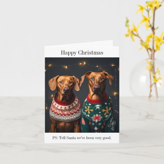 Rhodesian Ridgeback Dogs Happy Christmas Kaart (Gele Bloem)