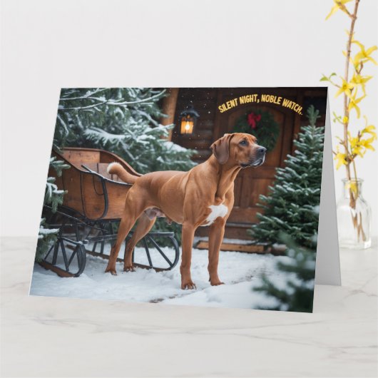 Rhodesian Ridgeback Feestelijke Kerstvakantie Kaart (Gele Bloem)