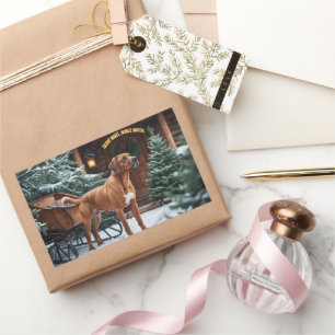 Rhodesian Ridgeback Feestelijke Kerstvakantie Rechthoekige Sticker