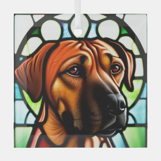 Rhodesian Ridgeback "Glas in lood" Glas Ornament (Voorkant)