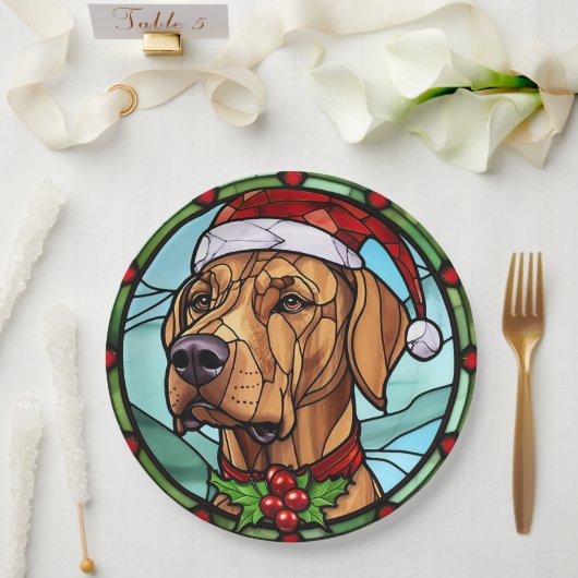 Rhodesian Ridgeback Glas in lood Kerst Papieren Bordje (Huwelijk)