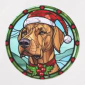 Rhodesian Ridgeback Glas-in-lood Kerstmis Labels (Design 2)