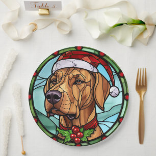 Rhodesian Ridgeback Glas-in-lood Kerstmis Papieren Bordje