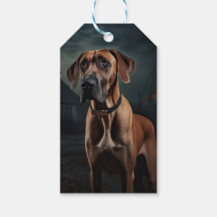 Rhodesian Ridgeback Halloween Griezelen Cadeaulabel