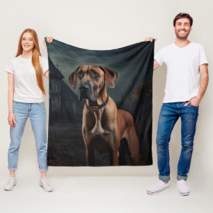Rhodesian Ridgeback Halloween Griezelen Fleece Deken
