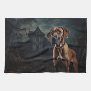 Rhodesian Ridgeback Halloween Griezelen Theedoek