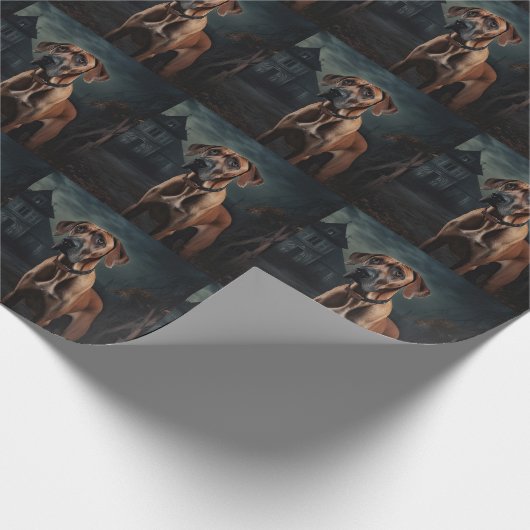 Rhodesian Ridgeback Halloween Scary Cadeaupapier (Hoek)
