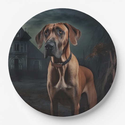 Rhodesian Ridgeback Halloween Scary Papieren Bordje (Voorkant)