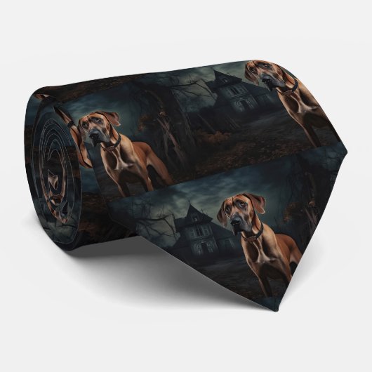Rhodesian Ridgeback Halloween Scary Stropdas (Opgerold)