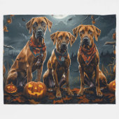 Rhodesian Ridgeback Halloween Spooky Fleece Deken (Voorkant (Horizontaal))