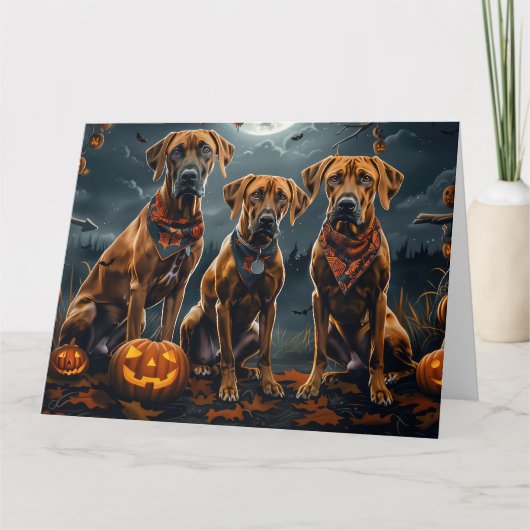 Rhodesian Ridgeback Halloween Spooky Kaart (Voorkant)