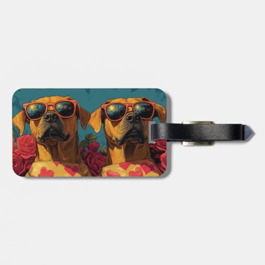 Rhodesian Ridgeback Hart Rozen Valentijnsdag Bagagelabel (Achterkant horizontaal)