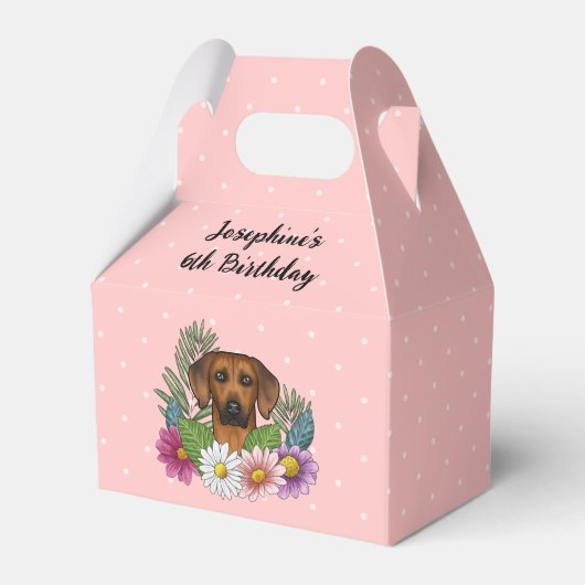 Rhodesian Ridgeback hond en bloemen verjaardagsfee Bedankdoosjes (Voorkant Zijde)