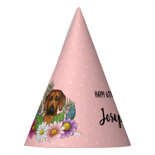 Rhodesian Ridgeback Hond En Bloemen Verjaardagsfee Feesthoedjes