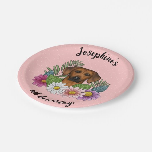 Rhodesian Ridgeback hond en bloemen verjaardagsfee Papieren Bordje (Gekanteld)