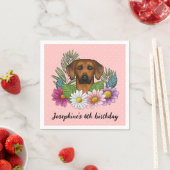 Rhodesian Ridgeback hond en bloemen verjaardagsfee Servet (Insitu)
